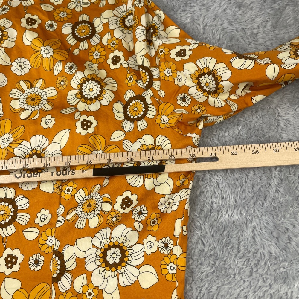 Wrangler x Leon Bridges Western Snap Shirt Women XL Orange Floral Retro 70s - Picture 10 of 10